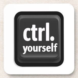 “Ctrl Yourself” Key Illustration – Minimalist Moti Coaster