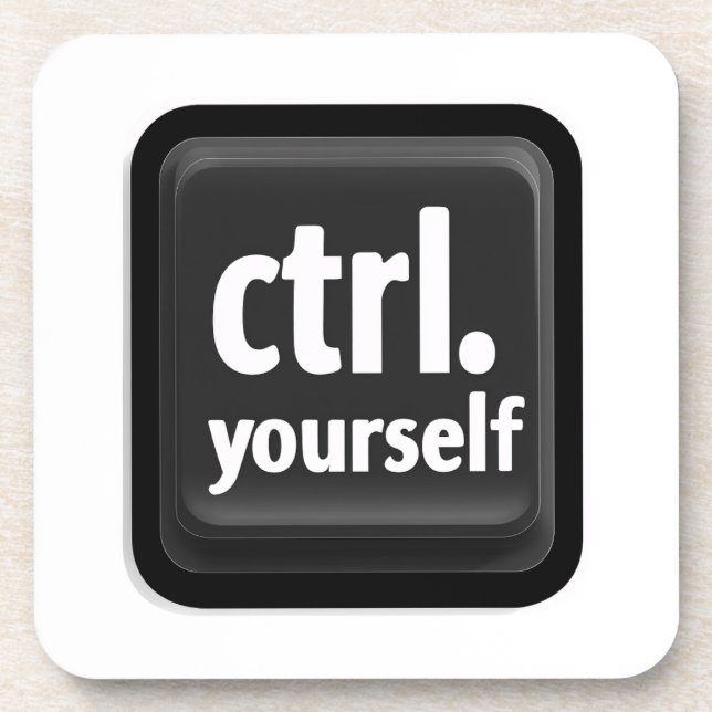“Ctrl Yourself” Key Illustration – Minimalist Moti Coaster (Front)