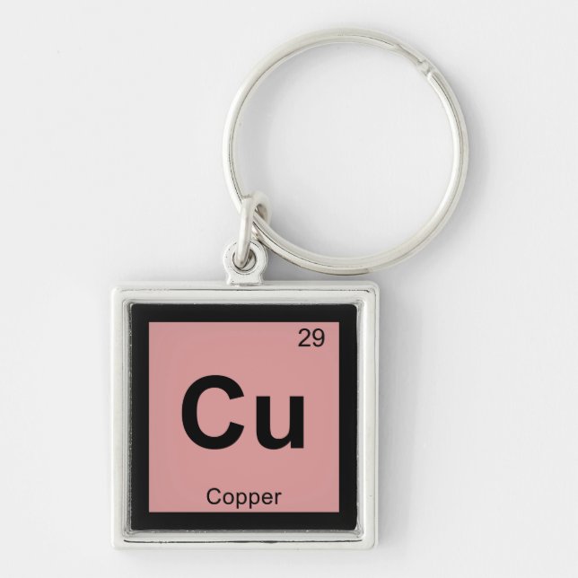 Cu - Copper Chemistry Periodic Table Symbol Key Ring (Front)