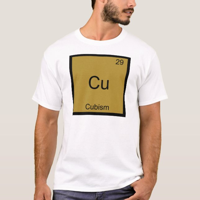 Cu - Cubism Funny Chemistry Element Symbol T-Shirt (Front)