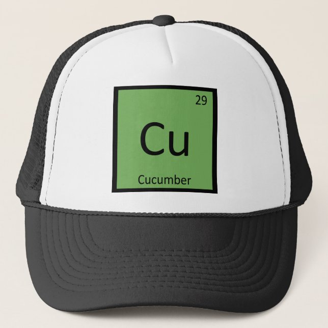 Cu - Cucumber Vegetable Chemistry Periodic Table Trucker Hat (Front)