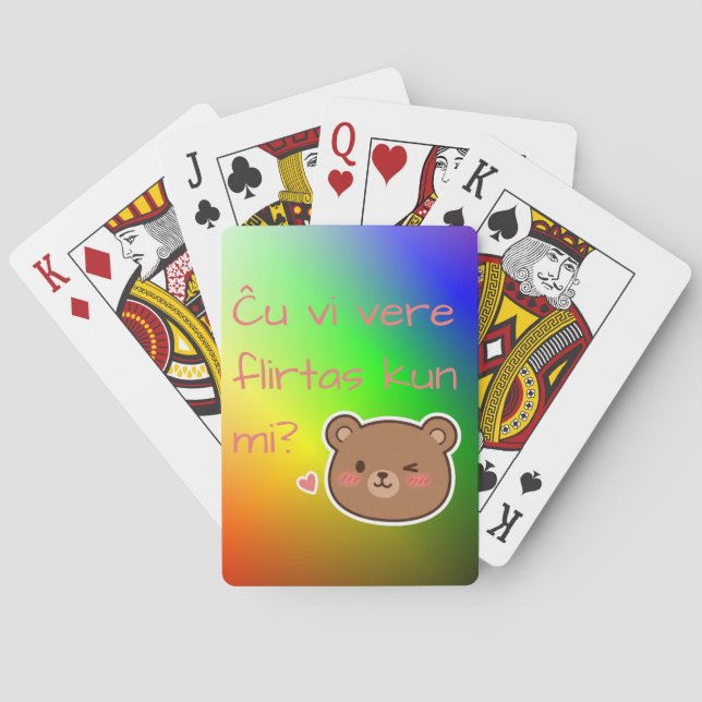 Ĉu vi vere flirtas kun mi? playing cards (Back)