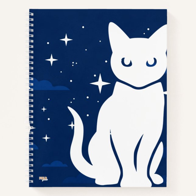 Cuaderno Cat White in the Night Notebook (Front)