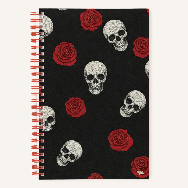 Cuaderno Cuadriculado Skulls and Roses Gridded Notebook (Front)