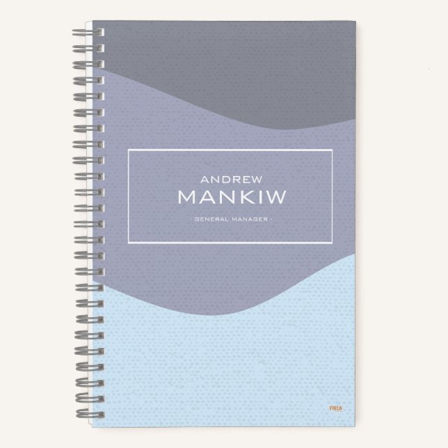 Cuaderno Cuadriculado Waves Blue-Gray Gridded Notebook (Front)