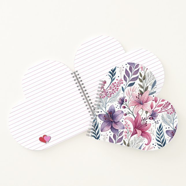 Cuaderno Floral Watercolor Lilies Pink Notebook (Inside)