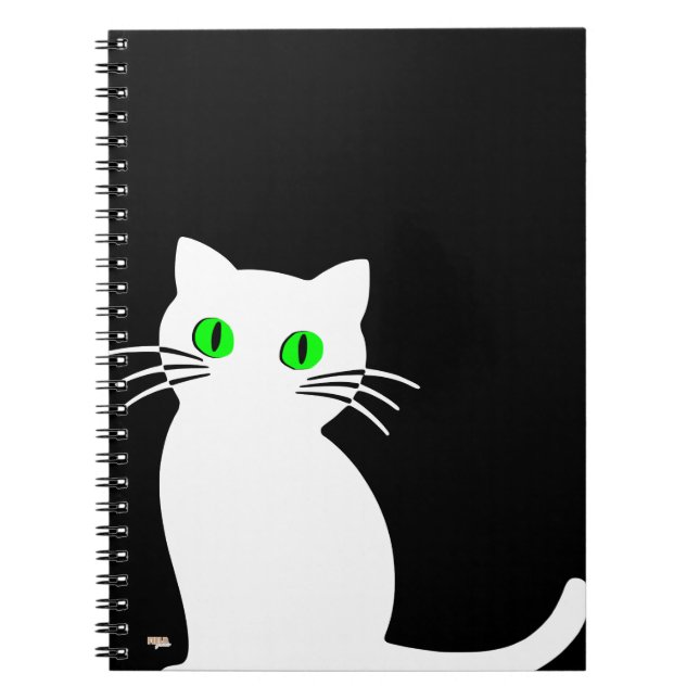 Cuaderno Glowing Eyes Black & White Cat Notebook (Front)
