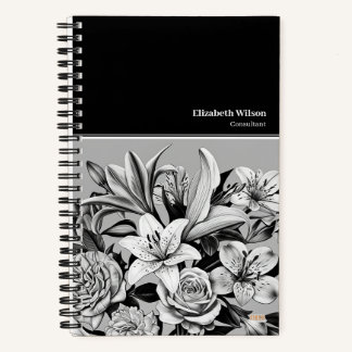 Cuaderno Professional Black & White Flowers Notebook