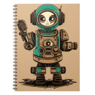 Cuaderno vintage cute robot radio cassette rustic notebook