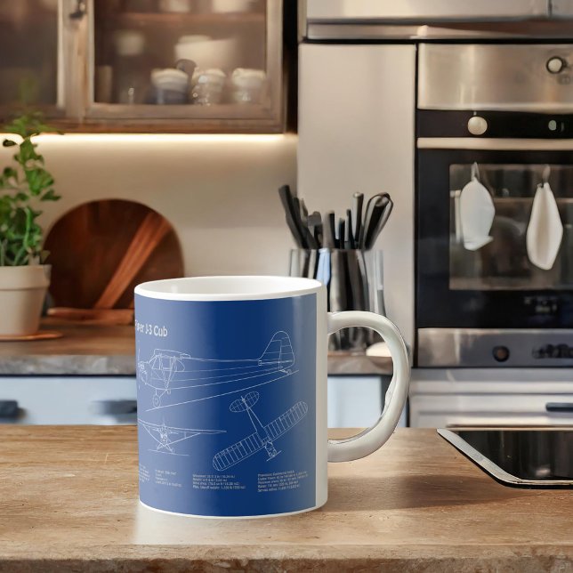 Cub Aeroplane - Aeroplane Blueprint Plans AD Coffee Mug (Creator Uploaded)