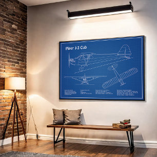 Cub Aeroplane - Aeroplane Blueprint Plans AD Poster
