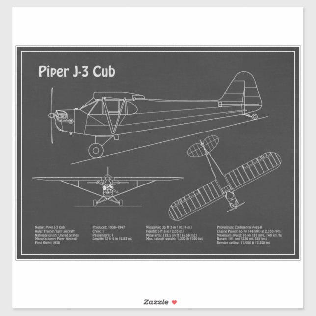 Cub Aeroplane - Aeroplane Blueprint Plans PD (Sheet)
