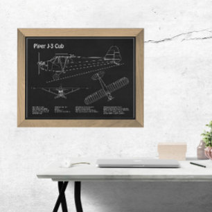 Cub Aeroplane - Aeroplane Blueprint Plans PD Photo Print