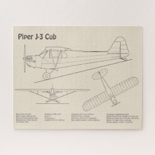 Cub Aeroplane - Aeroplane Blueprint Plans SD Jigsaw Puzzle