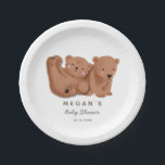 Cub Bear Theme Twins Baby Shower Paper Plate<br><div class="desc">Cute twin bears theme baby shower paper plate featuring illustration of a cub with green leaves on both sides. Perfect for a shower in the fall for a boy or girl.</div>