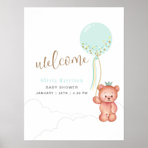 Cub Teddy Bear Baby Shower Welcome Sign