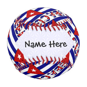 Cuba and Cuban Flag Dark Blue Tiled with Your Name Baseball