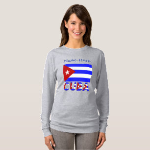 Cuba and Cuban Flag Light Blue Personalisation T-Shirt