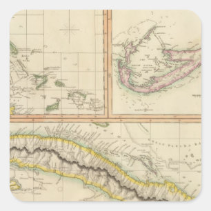 Cuba, Bahama I, Bermudas Square Sticker