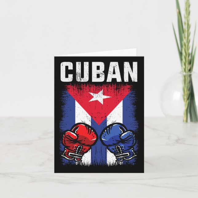 Cuba Boxing Shirt With Gloves And Cuban Flag Cuban Card (Front)
