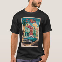 Cuba Classic Car Illustration Travel Art Vintage