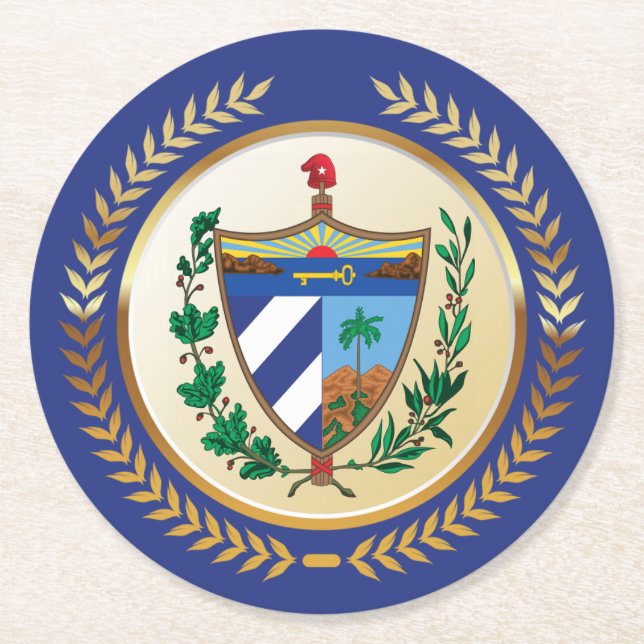 Cuba Coat of Arms Round Paper Coaster (Front)