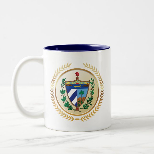 Cuba Coat of Arms Two-Tone Coffee Mug (Left)