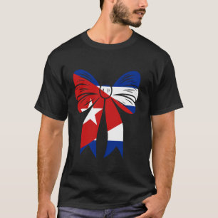 Cuba Coquette Bow Cute Dainty Ribbon Cuban Flag T-Shirt