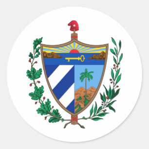 Cuba country coat arms symbol emblem flag classic round sticker