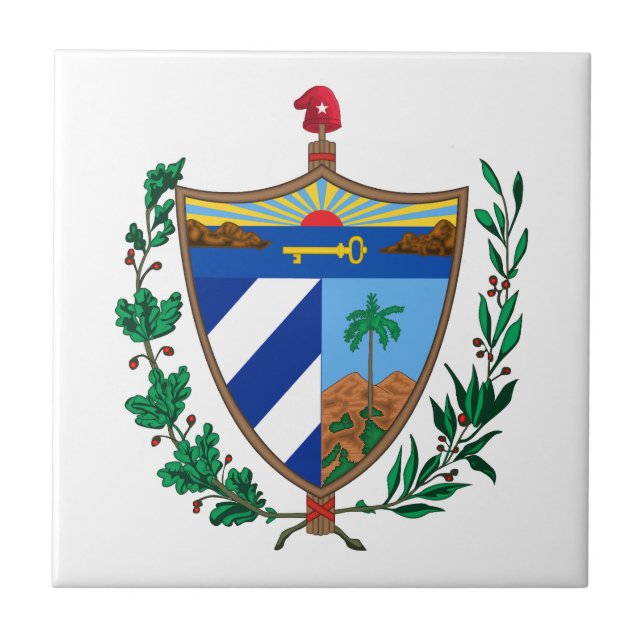 Cuba country coat arms symbol emblem flag tile (Front)