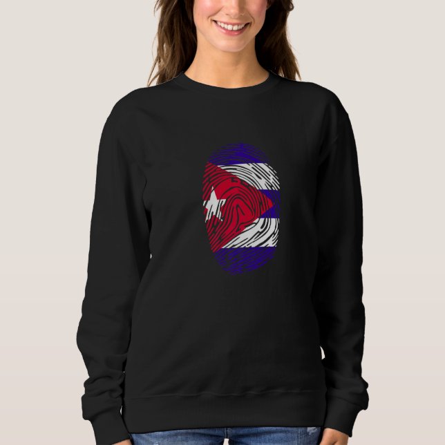 Cuba Country Flag Fingerprint DNA   Sweatshirt (Front)