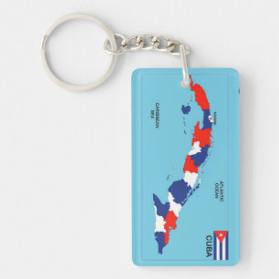 Cuba country political map flag key ring