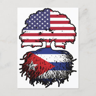 Cuba Cuban American USA Tree Roots Flag Postcard