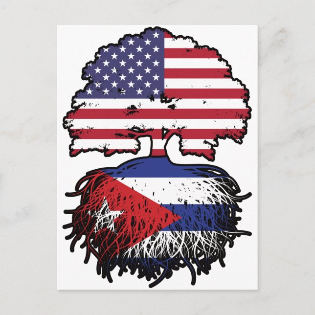Cuba Cuban American USA Tree Roots Flag Postcard (Front)