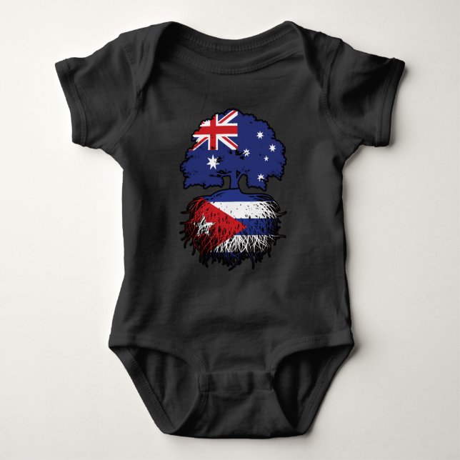 Cuba Cuban Australian Australia Tree Roots Flag Baby Bodysuit (Front)