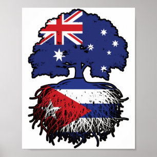 Cuba Cuban Australian Australia Tree Roots Flag Poster