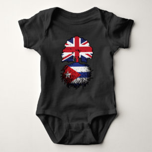 Cuba Cuban British UK Tree Roots Flag Baby Bodysuit