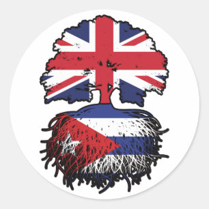 Cuba Cuban British UK Tree Roots Flag Classic Round Sticker