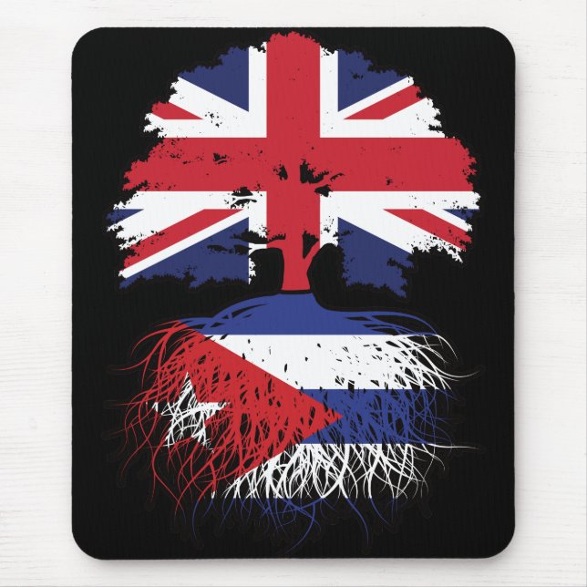 Cuba Cuban British UK Tree Roots Flag Mouse Pad (Front)