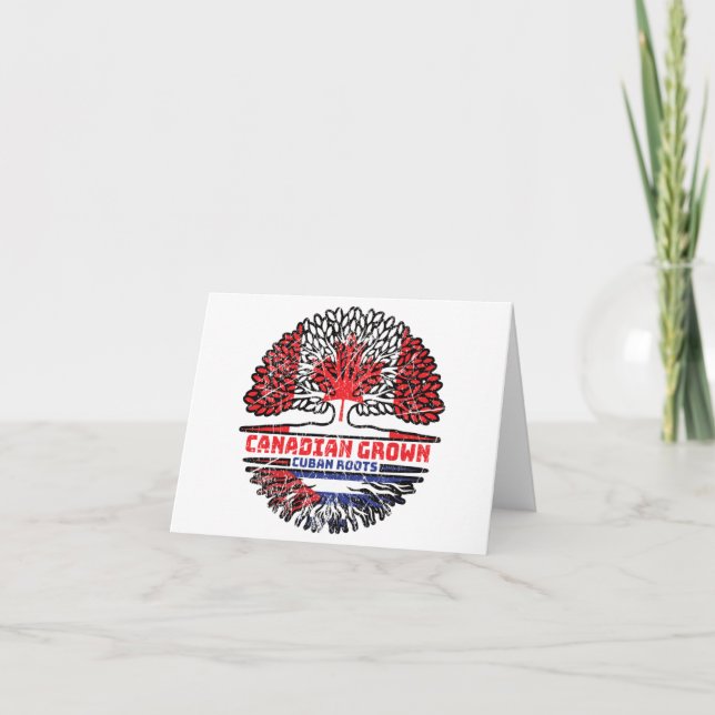 Cuba Cuban Canadian Canada Tree Roots Flag Card (Front)