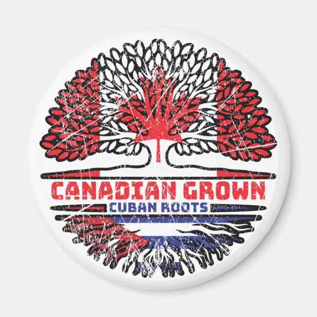 Cuba Cuban Canadian Canada Tree Roots Flag Magnet (Front)