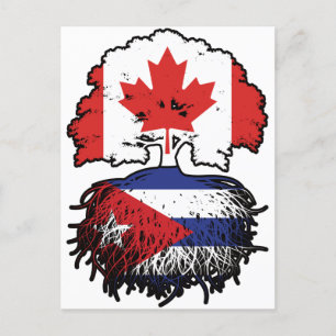Cuba Cuban Canadian Canada Tree Roots Flag Postcard
