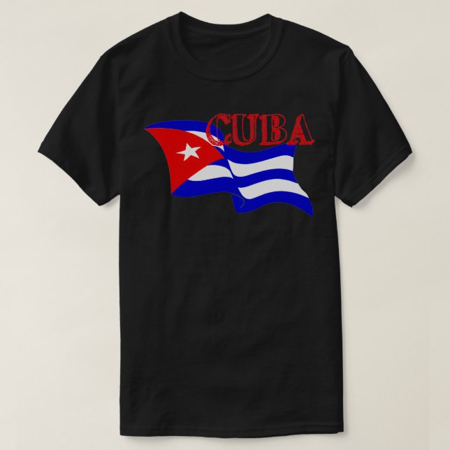 Cuba Cuban Flag Bandera Windy Word Art  T-Shirt (Design Front)