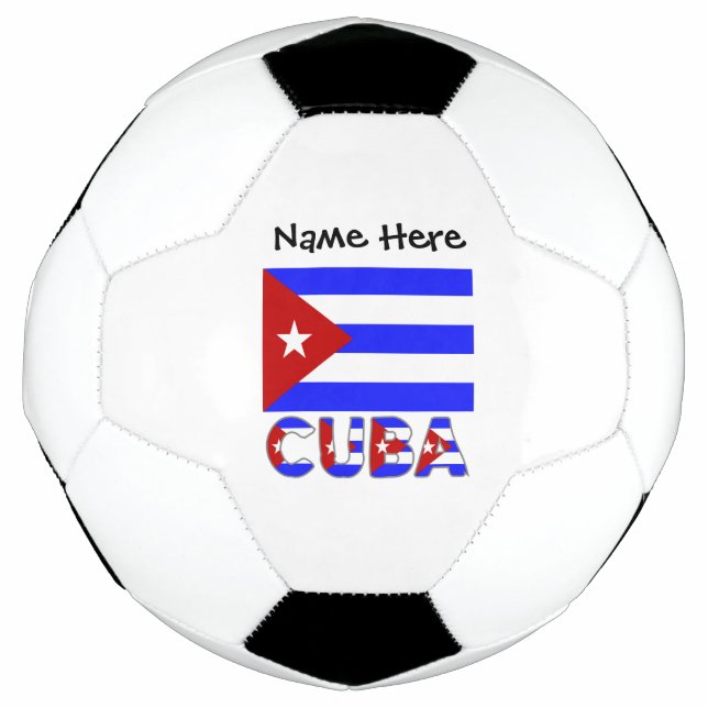 Cuba Cuban Flag Light Blue Personalised Name  Soccer Ball (Front)