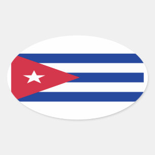 Cuba/Cuban Flag Oval Sticker
