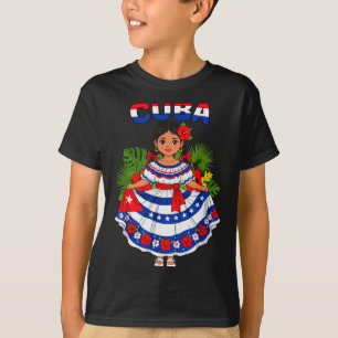 Cuba Cuban Girl Traditional Dress Trocal Flowers T-Shirt