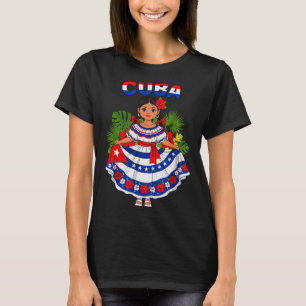 Cuba Cuban Girl Traditional Dress Trocal Flowers  T-Shirt