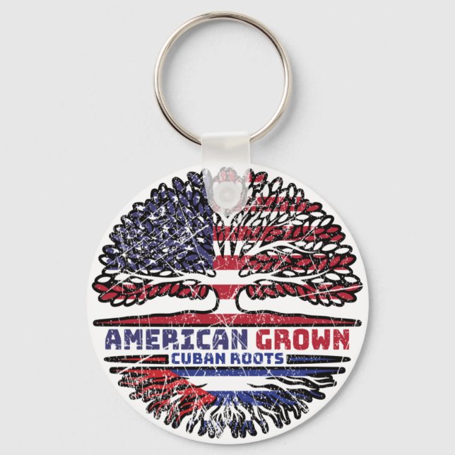 Cuba Cuban US American USA United States Tree Key Ring (Front)