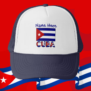 Cuba Dark Blue Cuban Flag Navy Blue Personalised Trucker Hat