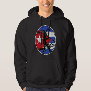 Cuba Flag Baseball Hitter Cuban Baseball Fan Cuban Hoodie
